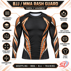 Camiseta de compresión de manga larga para hombre Copper Apex, personalizada para MMA, BJJ No Gi y Grappling, sublimada, del fabricante - Product Image 4