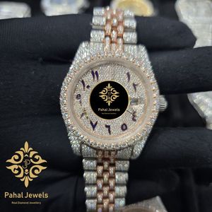 นาฬิกาเพชรหรูสำหรับผู้หญิง Pahal Jewels ตัวเรือนสแตนเลสขนาด 41 มม. หน้าปัดอนาล็อก คริสตัลแซฟไฟร์ ระบบกลไก แสดงวันที่ - Product Image 5