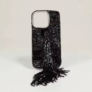 Funda de Teléfono a Prueba de Golpes con Cuentas Negras Hecha a Mano por Ziyan Handicraft para Apple iPhones de 6 Pulgadas, Funda Móvil con Borlas Florales y Pedrería - Product Image 1