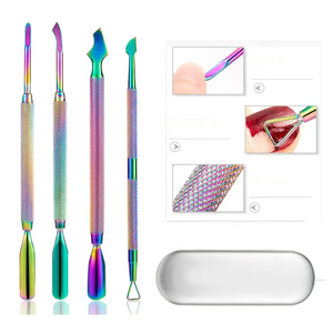 Juego profesional de empujadores de cutículas de acero inoxidable con mango antideslizante de buena calidad para manicura en salón, herramienta de eliminación de cutículas ANAAIF - Product Image 2