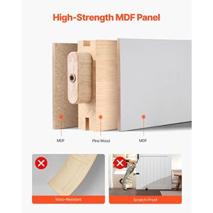 ชุดบานเลื่อนประตูโรงนาประตู PVC แผง MDF ขนาด42x84นิ้วพร้อมฮาร์ดแวร์ - Product Image 3