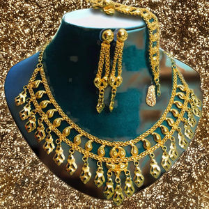 Collar chapado en oro Vintage de Dubái para mujer, Perla de circón de diamante clásico en cadena de aleación, regalo de joyería de aniversario de boda - Product Image 2