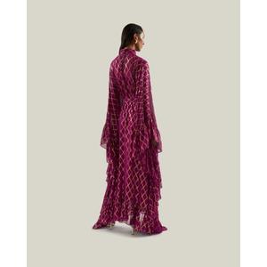 Elegante Vestido de Fiesta y Noche con Cuello en V, de Algodón/Poliéster, Largo hasta el Tobillo, Asimétrico, Corte en A, Liso, Ecológico y Transpirable - Product Image 2
