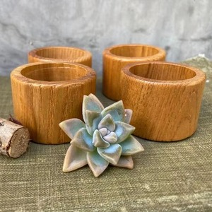 Natural Solid Wood Napkin Rings Set Handmade Eco Friendly Serviette Holder for Dining Table Decor - Product Image 2