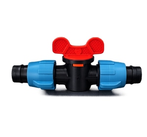 Válvula antiexpulsión en línea de plástico virgen para sistemas de riego agrícola, accesorio de riego en colores negro, rojo y azul. - Product Image 3