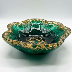 ชามตกแต่งรูปดอกไม้สีเขียวเคลือบทองคำ ภาชนะเซรามิกหรูหราสำหรับเสิร์ฟอาหาร ของตกแต่งโต๊ะอาหารสำหรับตกแต่งบ้าน - Product Image 1