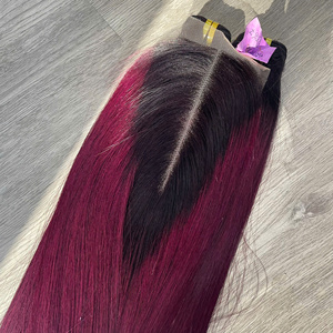 Paquete de Cabello Humano Virgen Vietnamita 100% Natural a Precio de Mayoreo Extensiones de Cabello Super Double Drawn en Color Borgoña Degradado - Product Image 2