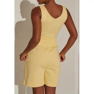 Shorts Bermuda tendance pour femmes, effet usé, avec cordon de serrage à la taille, coupe slim, en twill extensible, pour femmes, avec ODM OEM - Product Image 2