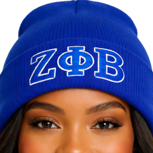 Bonnet bleu Zeta Phi Beta, broderie en chenille, vêtements de sororité grecque, bonnet d'hiver ZPB, bonnet en tricot unisexe de qualité supérieure - Product Image 2