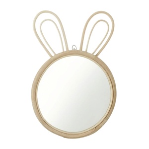 Rabbit Rattan <b>Mirror</b> Kids Furniture Round Wall Hanging Decor Nursery Room Handmade Rabbit Ear Factory Price High Quality - Product Image 2