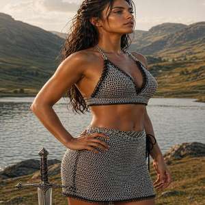 Conjunto de Top y Falda de Malla Metálica Shadowsteel Siren – Plateado y Negro para Festival, Disfraz de Renfaire - Product Image 2