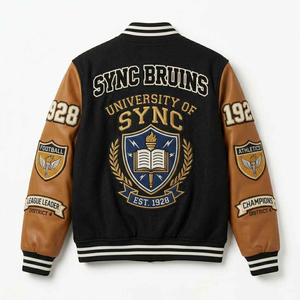 Custom Logo Men's <b>Vintage</b> <b>Varsity</b> <b>Jacket</b> Wool Body Leather Sleeves Letterman Style Hip Hop Streetwear Winter Patched <b>Jacket</b> - Product Image 2