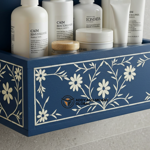 Estante Organizador de Pared para Baño Azul – Soporte de Almacenamiento de Madera Hecho a Mano para Artículos de Aseo y Decoración del Hogar - Product Image 5