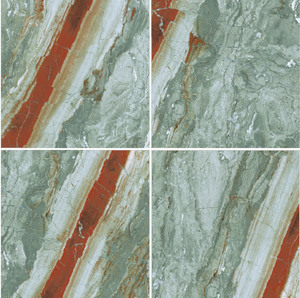 Carreaux muraux intérieurs en porcelaine Soon Serpentine 600x600mm, imitation pierre, texture brillante, finition brillante, adhésif antibactérien - Product Image 1