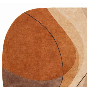 Boho Retro Abstract Area Rug Earthy Brown Terracotta Wave Pattern Carpet Hand Tufted Carved <b>Floor</b> Mat for Stylish Living Room - Product Image 4