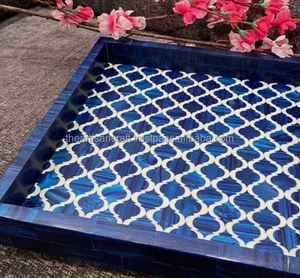 Plateau de service en MDF de taille personnalisée de style vintage, décor exotique en incrustation d'os avec plateau en mosaïque en résine pour usage domestique - Product Image 5