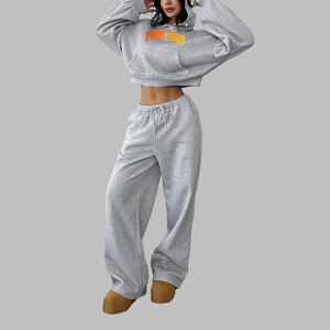 Conjuntos de Sudaderas con Capucha y Mangas Largas para Niñas, Pantalones Deportivos de Cintura Alta con Bolsillos, Chándal de Invierno para Mujer, 100% Algodón - Product Image 1