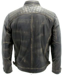 Nouvelle veste de motard matelassée en cuir 100 % noir rétro décontractée zippée pour homme, collection 2026 - Product Image 4
