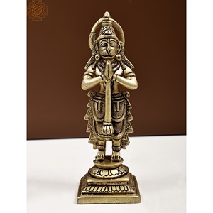 รูปปั้นชาวชรียมหนุมาน6นิ้วทำด้วยมือในนามัสคารามูดรารูปปั้นทองเหลืองผลิตในอินเดีย - Product Image 1