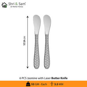 Elegant Jasmine 1 Laser Couverts en acier inoxydable Couteaux élégants pour dîner - Product Image 1