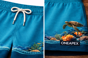 Shorts de baño Ocean Life para hombre – Shorts de baño de secado rápido con estampado de tortuga de arrecife de coral - Product Image 6
