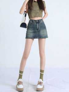 Nouvelle Collection Été : Mini-jupe en jean tendance avec boutons sur le devant, coupe trapèze, taille haute, décontractée pour femme - Product Image 6