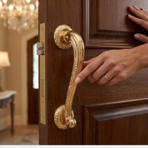 Manija de Puerta de Diseño Moderno y Duradero de Latón Macizo Altair de 18 Pulgadas con Roseta Grabada |   Herrajes Arquitectónicos para Hoteles de Lujo - Product Image 2