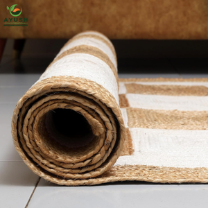 Alfombra rústica estilo granja para dormitorio hecha de fibras 100% naturales de yute, alfombras personalizables. - Product Image 3