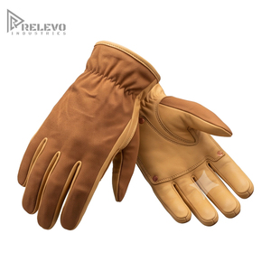 Gants de travail en cuir personnalisés pour hommes, résistants, en cuir de vachette brun, pour mécaniciens, avec paume renforcée par rivets - Product Image 4
