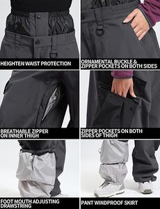 Pantalones de esquí y snowboard personalizados, holgados, impermeables, cortavientos, tallas grandes, ecológicos, que absorben la humedad, para exteriores, al por mayor - Product Image 6