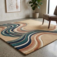 Multicolor Modern Abstract Wave Area Rug Contemporary Soft Plush Tufted Carpet for Living Room Bedroom Office Home Decor Style