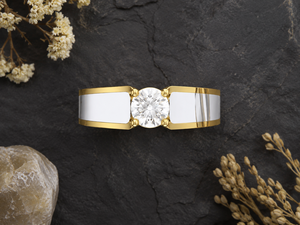 Anillo de Diamante Cultivado en Laboratorio Clásico Solitaire para Hombre, Oro Amarillo de 18K, Anillo de Bodas - Product Image 1
