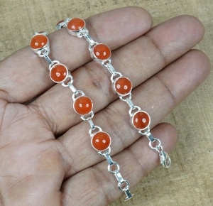Bracelet ajustable en argent sterling 925 avec cornaline naturelle, 7-8 pouces, bijoux en pierres précieuses faits à la main, bracelet élégant de créateur - Product Image 2