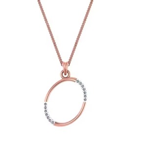 Pendentif Cercle en Moissanite Or Rose, Sertissage Canal, Géométrique Minimaliste, Unisexe, Usage Quotidien - Product Image 1