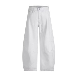 Trendy Unisex Barrel Leg & Ballon <b>Jeans</b> Simple Solid Color Mid-Waist Breathable Denim Loose Wide-Leg Straight Pants for Washed - Product Image 1