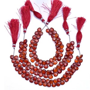 Chaîne de pierres précieuses en grenat Hessonite naturel, forme briolette cœur, 8mm 9mm, pour la fabrication de bijoux, prix de gros, en vrac, Hessonite authentique - Product Image 1