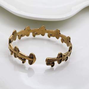 Mushroom Cuff Bracelet Antique Bronze Plated Brass Vintage Plant Pattern Unisex Fashion <b>Bangle</b> - Product Image 2