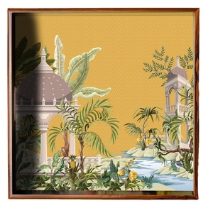 Plateau décoratif rectangulaire pour petit-déjeuner Plateau de service en bois pur émaillé imprimé Modèle en résine pour hôtel et restaurant - Product Image 4