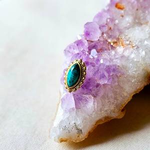 Natural Mixed Cabochon Charm Connector Solid Brass Gold Plated 14x20mm Jewelry Components - Product Image 3