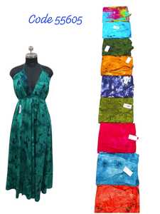 Tie Dye rayon Maxi <b>Dress</b> Deep V Neck <b>Sleeveless</b> Boho <b>Summer</b> Party Wrap And Tie Floor Length Women's Casual <b>Dress</b> - Product Image 1