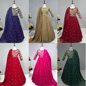 Haute sur demande contemporain Salwar Kameez le plus tendance à la mode Georgette tissage travail indien costume de mariage traditionnel - Product Image 4
