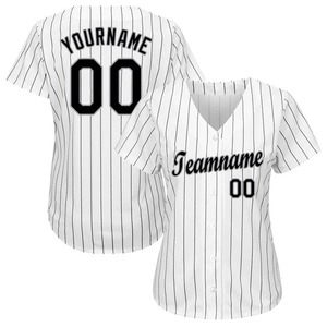 Maillot de football personnalisé blanc et noir à fines rayures, respirant en polyester, boutonné, uniforme d'équipe, chemise de sport à manches courtes - Product Image 2