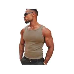 Camiseta sin Mangas de Punto para Hombre, Color Sólido, Cuello Redondo, Estilo Casual, Gris, para Gimnasio - Product Image 5