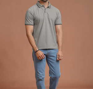 T-shirt d'été pour homme en tissu gaufré uni de qualité supérieure, à séchage rapide, avec boutons sur le devant, manches courtes, mélange de coton - Product Image 3