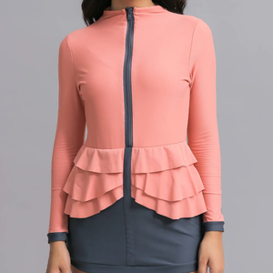 Traje de Baño Islámico de Dos Piezas para Mujer, Talla Grande, Manga Larga, Ecológico, Resistente al Viento, Transpirable, Corte Alto, Cierre Completo con Cremallera Frontal - Product Image 2