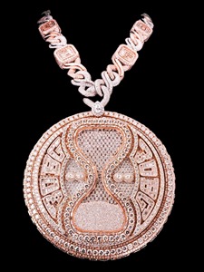 Colgante Hip Hop Personalizado de Plata 925 Bañada en Oro Rosa con Moissanita de 8-10CT Engastada en Puntas, Certificado GRA, para Hombre, India - Product Image 4