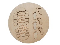 Tablero de pinturas de madera de estilo cruzado antiguo de 20cm, madera contrachapada pulida fuerte para el recuerdo del Día del Padre, caja de huellas encantadoras para el hogar - Product Image 2