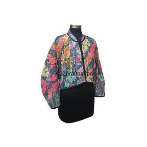Chaqueta Gudari Hecha a Mano para Mujer, Algodón Estándar, Estilo Indio Kantha, Multicolor, Vintage, 100% Étnica, Transpirable para Invierno - Product Image 3