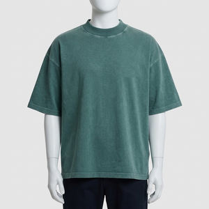 Camisetas de estilo holgado con logotipo personalizado para hombre, 280 g, 100 % algodón, manga caída, camiseta gruesa de algodón, camiseta extragrande sin estampado. - Product Image 4