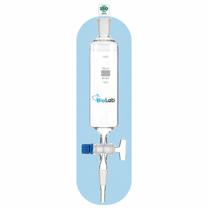 Embudo de vidrio cilíndrico graduado con grifo para química de laboratorio - Product Image 4